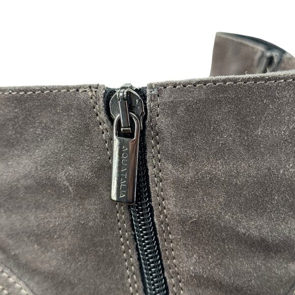 Aquatalia Moto Boot Sophia Buckle Suede Waterproof Women's SZ 6.5 Winter Gray - Picture 9 of 11